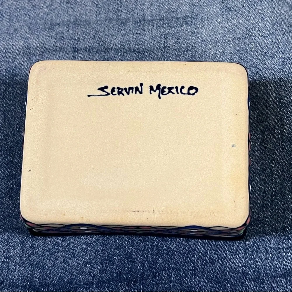 Vintage Servin Mexico Handpainted Ceramic Planter Trinket Dish